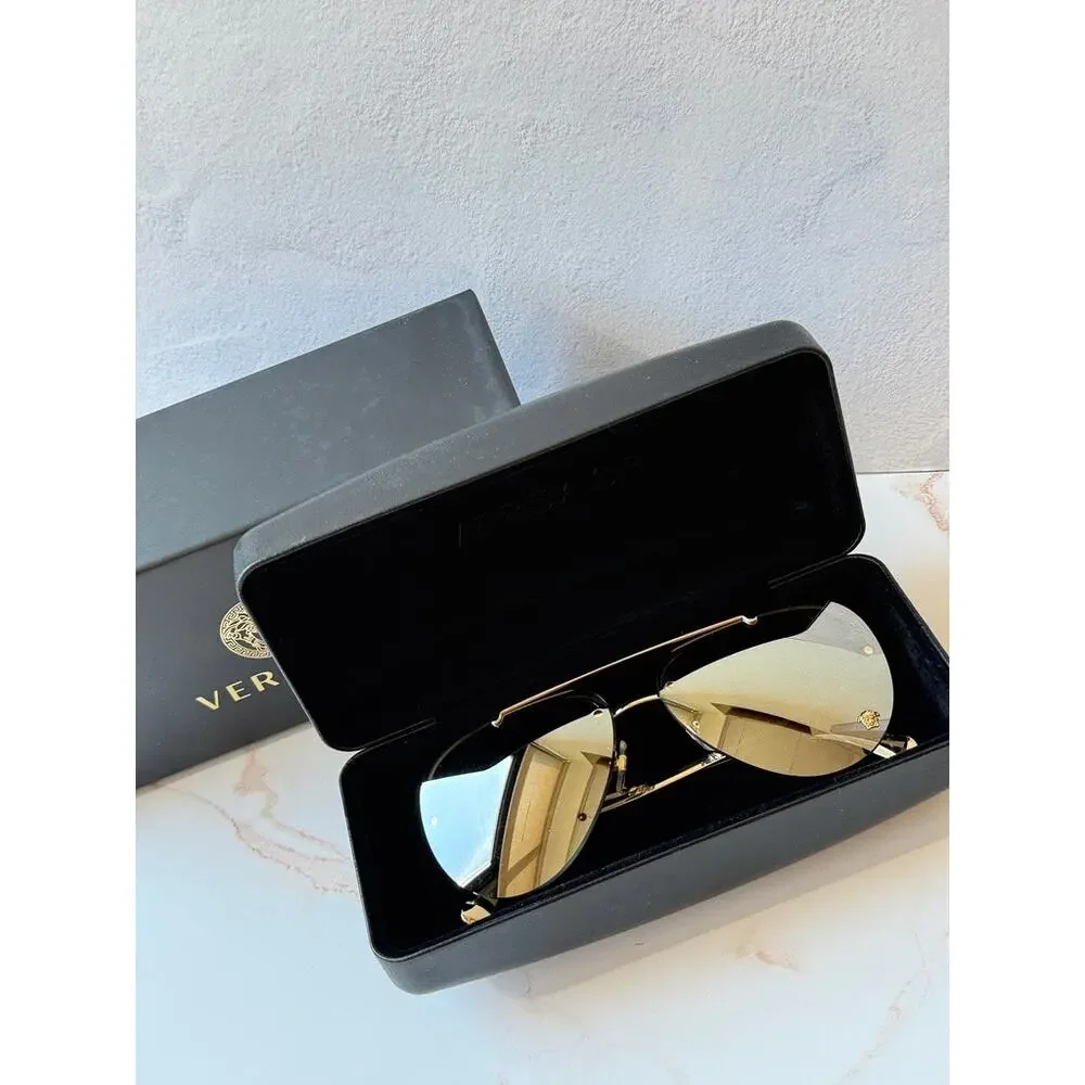 NEW Versace VE2231 Silver Mirror Medusa Aviator Sunglasses